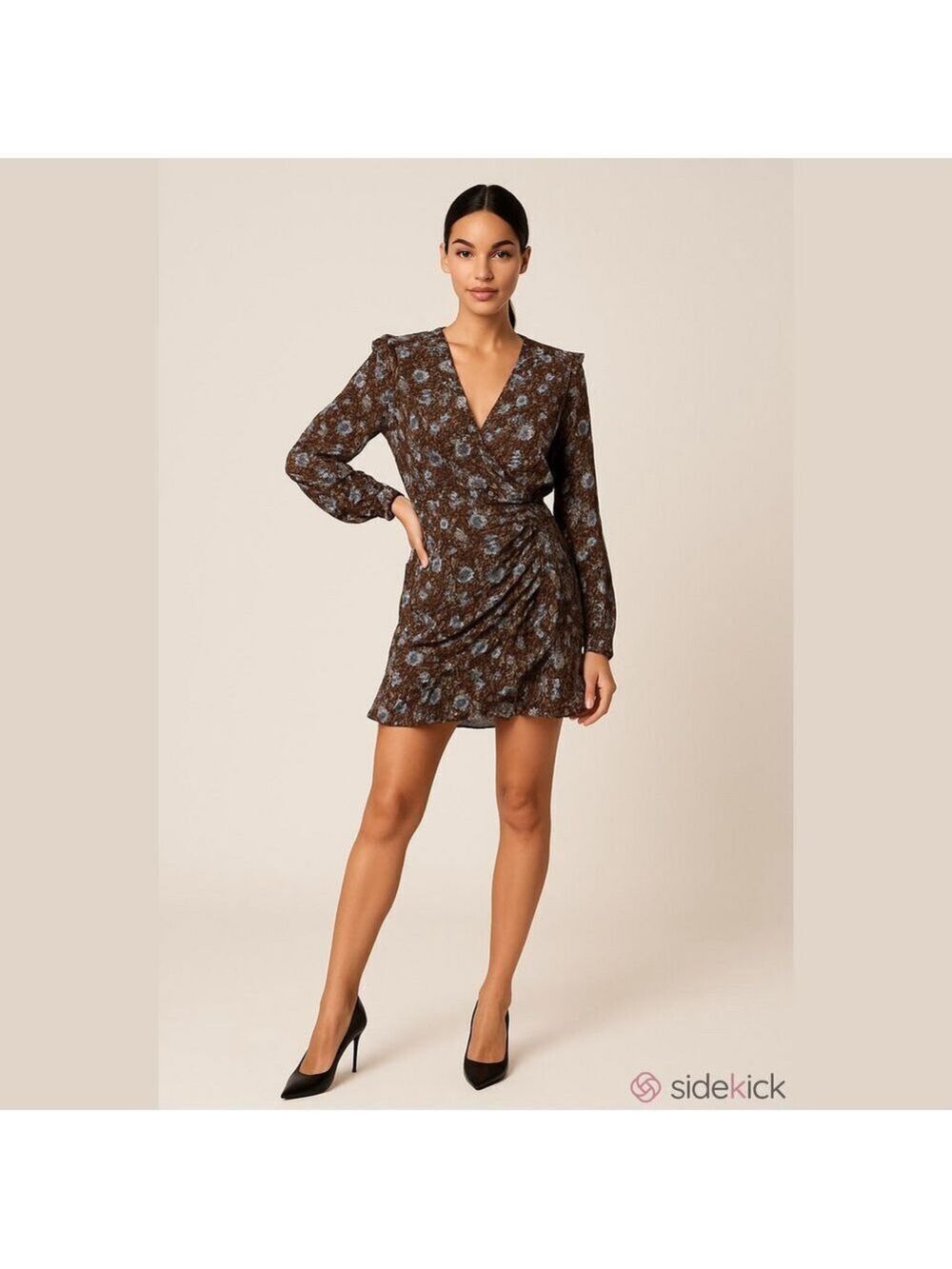 Veronica Beard 12 silk wrap ruched skirt dress. Anjali ruffle floral flirty